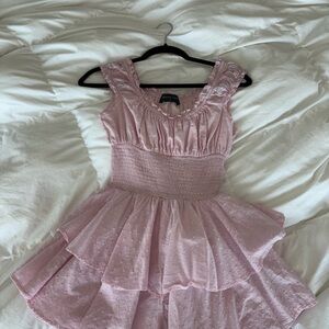 White Fox pink romper dress (shorts built in)